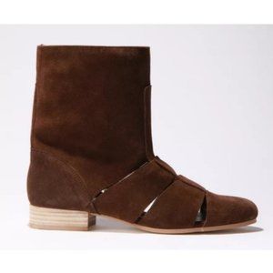 A.P.C. Madras Brown Suede Cutout Short Boot US 11 FR 41